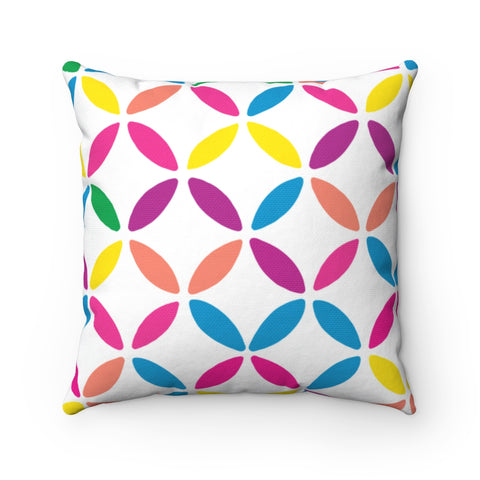 Geo Circle Square Pillow - White