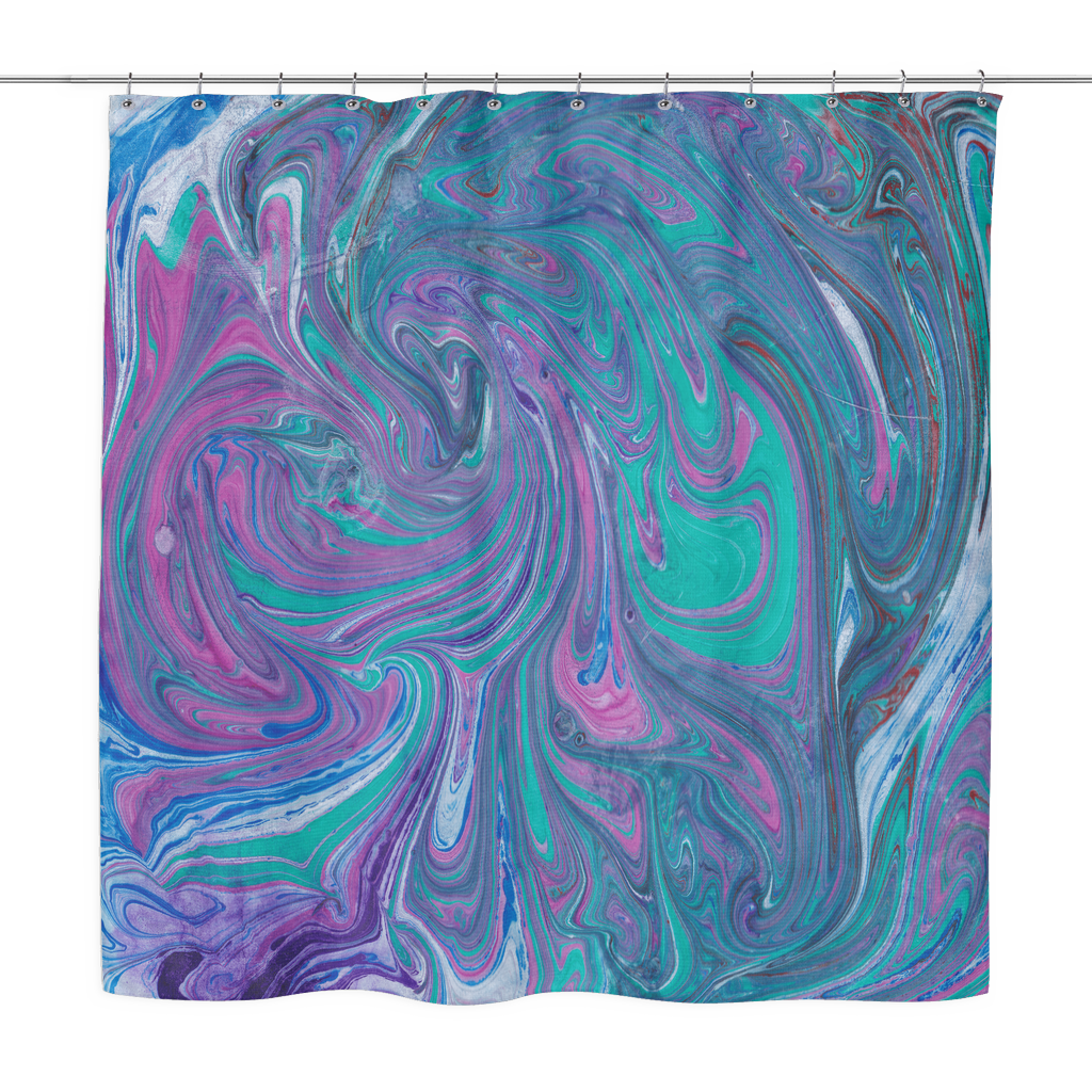 Turquoise Swirl Shower Curtain