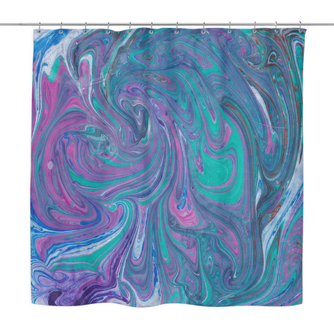 Turquoise Swirl Shower Curtain