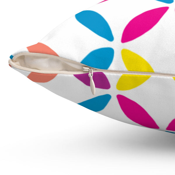 Geo Circle Square Pillow - White